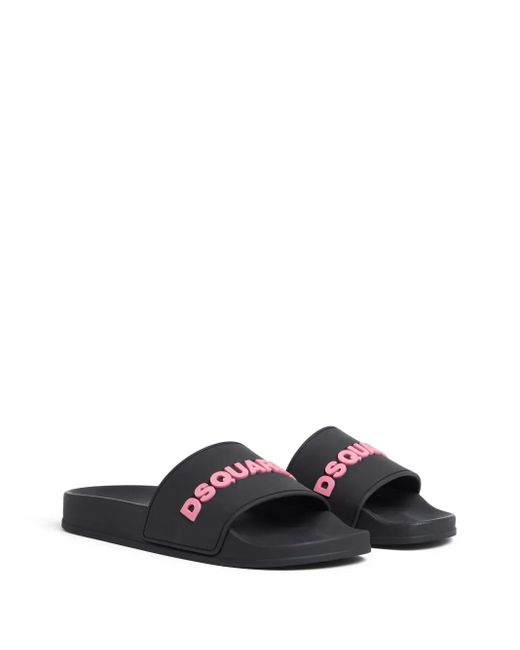 DSquared² White Logo-Print Slides