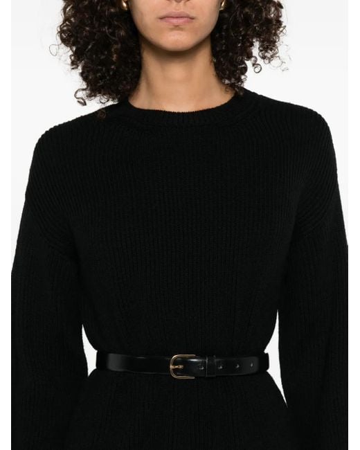 P.A.R.O.S.H. Black Ribbed Balloon-Sleeve Sweater