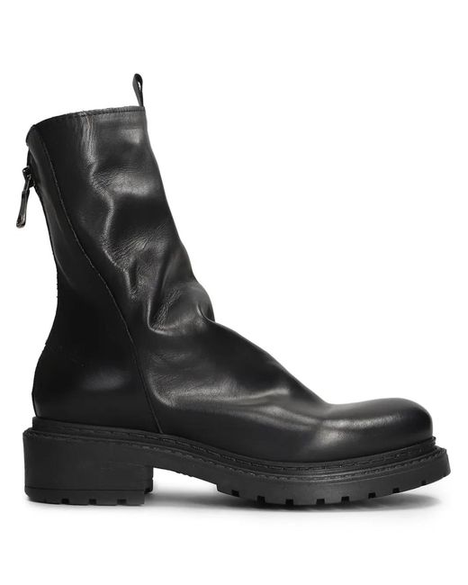 METISSE Black Leather Combat Boots