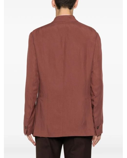 Eleventy Red Mandarin-Collar Buttoned Jacket for men