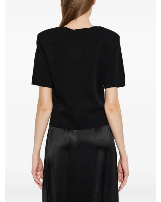 By Malene Birger Black Amber Padded-Shoulder Top
