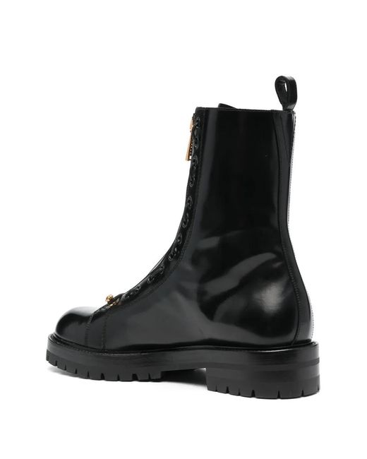 Versace Black Zip-Up Leather Boots for men