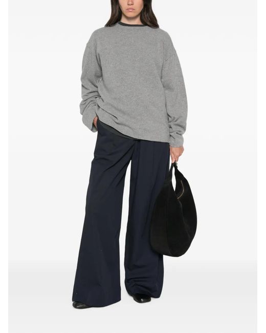 Sofie D'Hoore Gray Crew-Neck Drop-Shoulder Sweater
