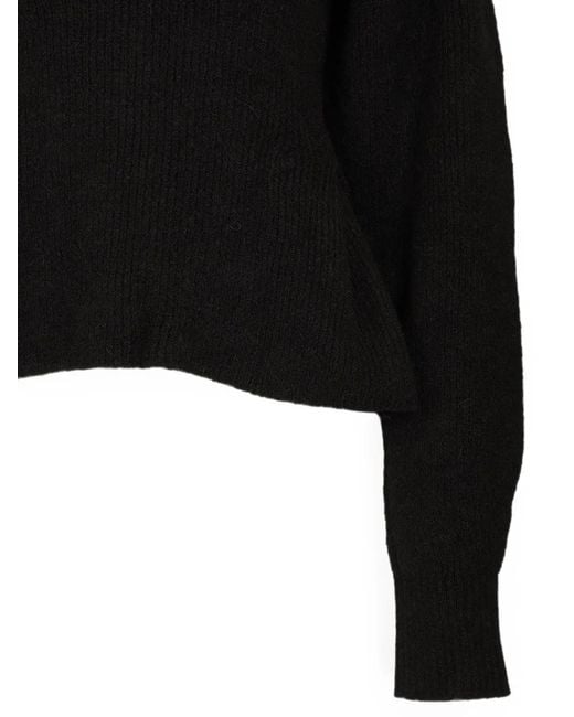 ROTATE BIRGER CHRISTENSEN Black Peplum-Hem Sweater