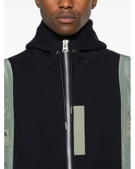 Sacai Black Twill Hoodie for men