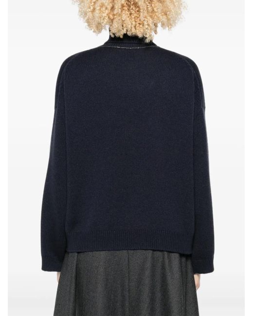 Brunello Cucinelli Blue Turtleneck Wool Turtleneck