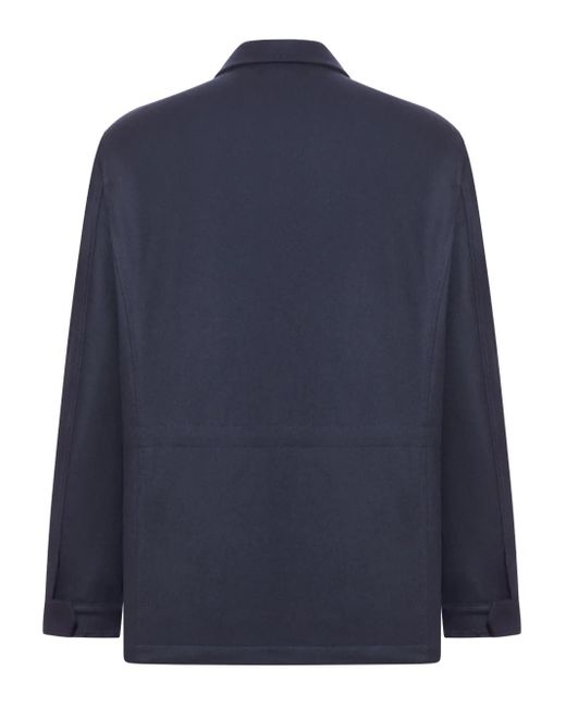 Kiton Blue Flap-Pocket Cashmere Coat for men