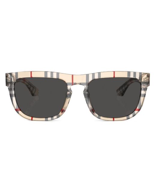 Burberry Gray Vintage Check-pattern Square-frame Sunglasses for men