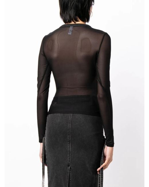 VAQUERA Black Mesh Long-Sleeved Top