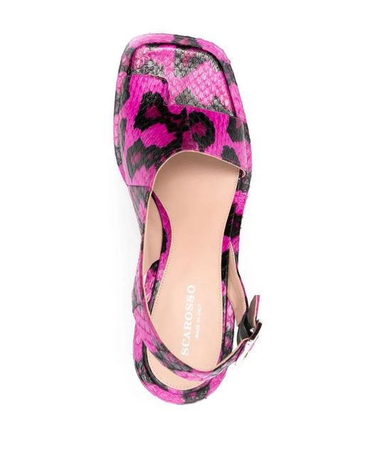 Scarosso Pink Jill Snakeskin-Effect Sandals