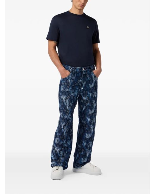 Philipp Plein Blue Jean À Motif Monogrammé for men