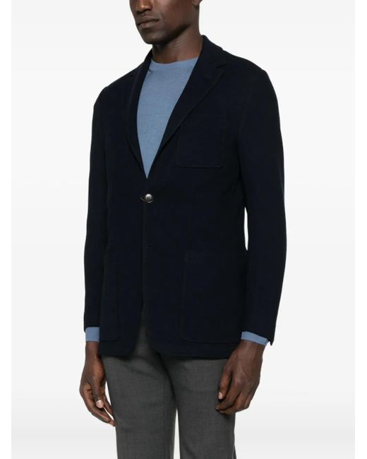 Canali Black Patch-Pocket Knitted Blazer for men