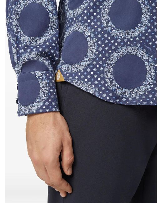 Billionaire Blue Chemise En Popeline À Imprimé Cachemire for men