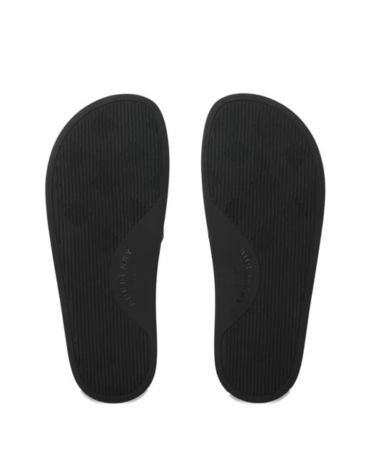 Burberry White Check-Print Flat Slides
