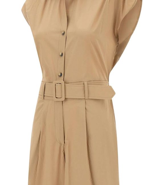 Kaos Natural Belted Shirt-Collar Jumpsuit