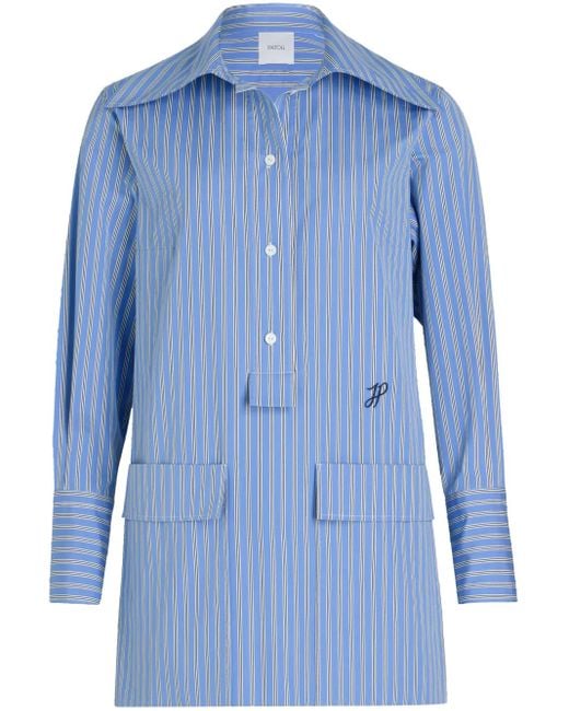 Patou Blue Mini Poplin Shirt Dress