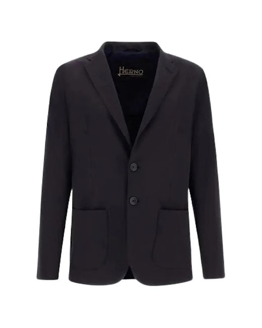 Herno Blue Single-Breasted Seersucker Blazer for men