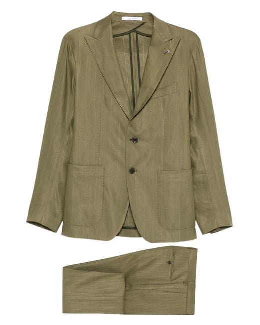 Tagliatore Green Pinstriped Suit for men