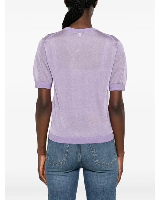 Maje Purple Short-Sleeve Metallic-Thread T-Shirt (Set Of Two)