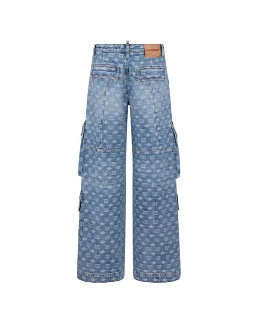 DSquared² Blue Logo-Print Trousers