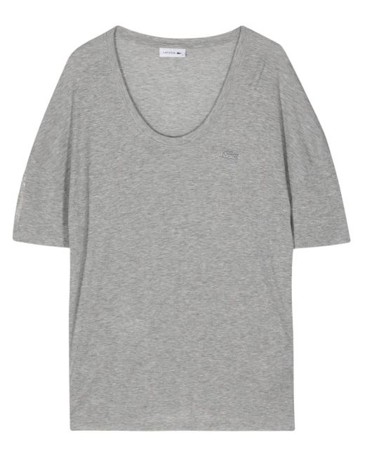Lacoste Gray Embroidered-logo Lyocell T-shirt
