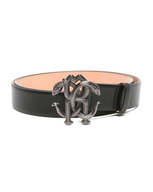 Roberto Cavalli Black Rc-buckle Leather Belt for men