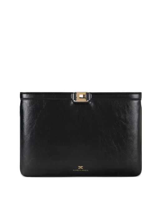 Elisabetta Franchi Black Metal Detail Clutch Bag