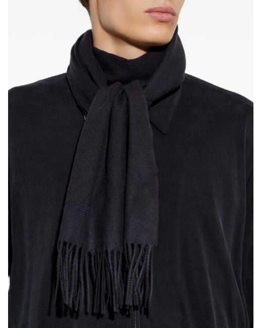 Giorgio Armani Black Fringed Cashmere Scarf for men
