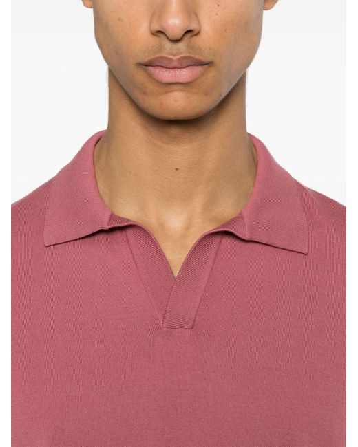 Tagliatore Pink Keith Knitted Polo Shirt for men