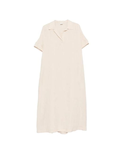 Eleventy White Spread-Collar Short-Sleeve Dress