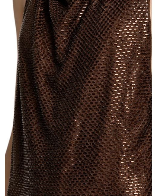 Self-Portrait Brown Bead-Embellished Maxi Dress