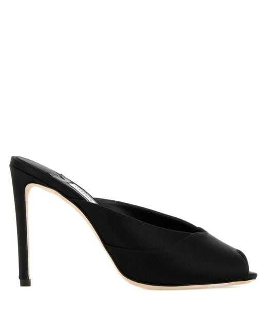 Jimmy Choo Black Brigitte Satin Heeled Mules