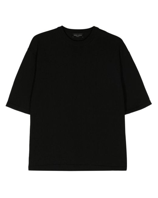 Roberto Collina Black Knitted Cotton T-shirt for men