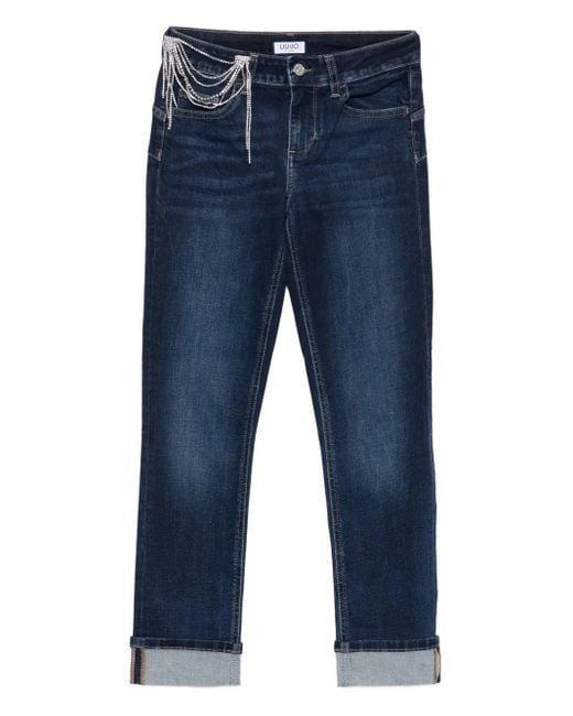 Liu Jo Rhinestone-embellished Straight-leg Jeans Blue
