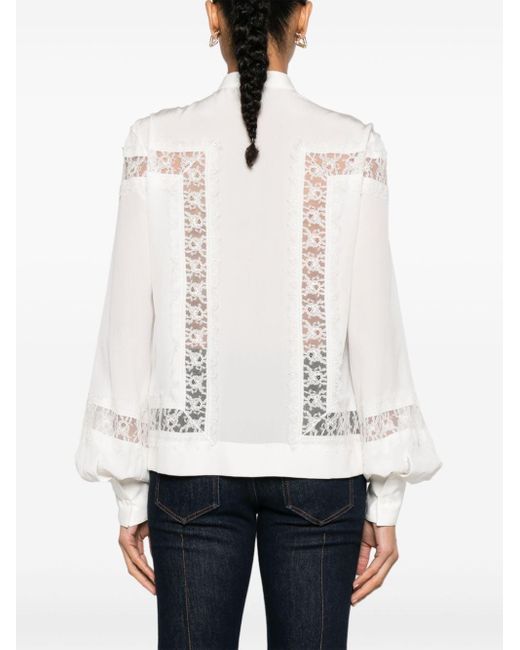 Camisa con encaje floral Ermanno Scervino de color White