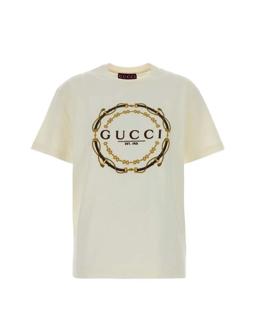 Gucci White Logo-Embroidered Cotton T-Shirt