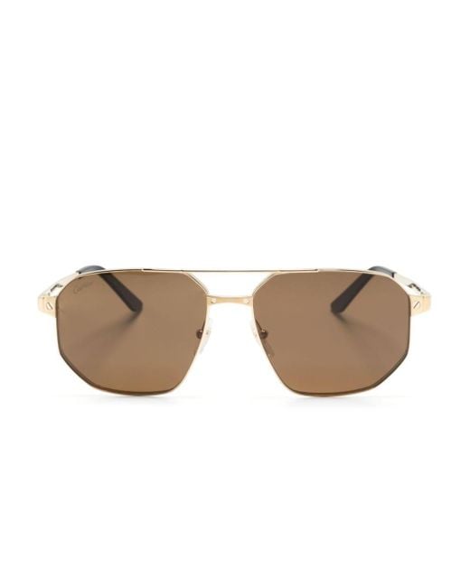 Cartier Metallic Santos De Cartier Pilot-frame Sunglasses