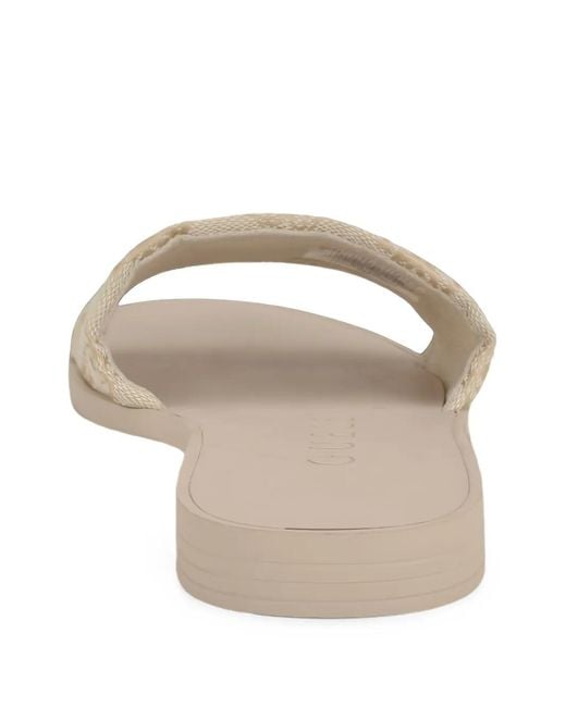Guess White Elysone Monogram-Pattern Sandals
