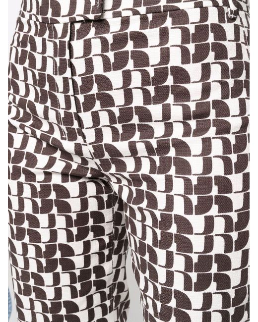 Max Mara White Graphic-print Cropped Trousers