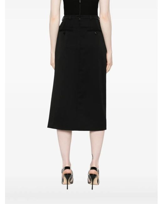Dolce & Gabbana Black Gabardine Virgin-Wool Midi Skirt