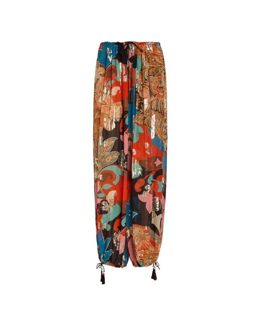 Etro White Print-Detail Wide-Leg Trousers