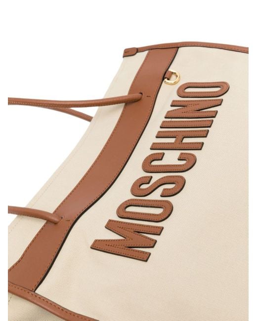 Moschino Natural Logo-patch Canvas Shoulder Bag