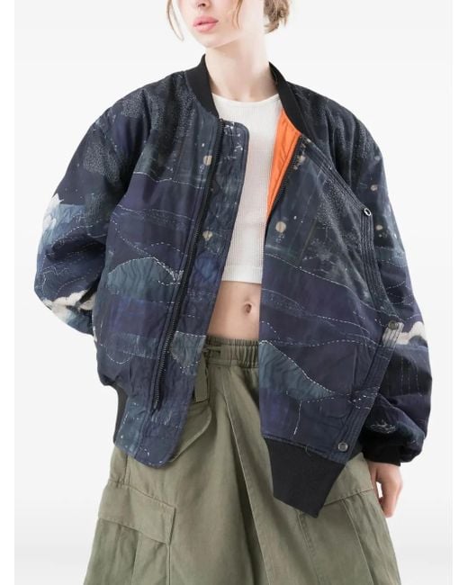 Maharishi Gray 6227 Boro Crane Monk Ma1 Printed Bomber Jacket for men