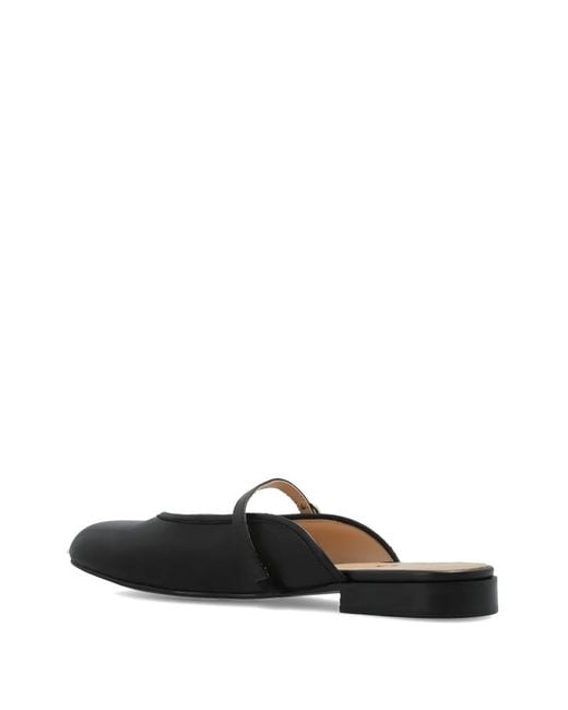 Furla Black Etoile Strap-Detail Leather Mules