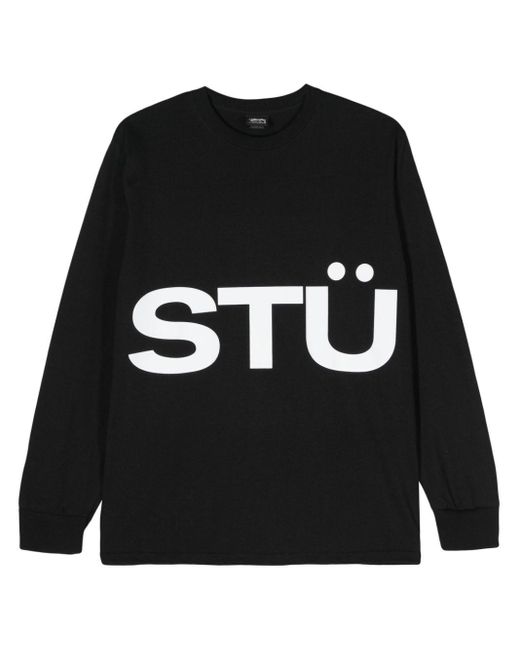 Stussy Black All Caps Cotton Long-sleeve T-shirt