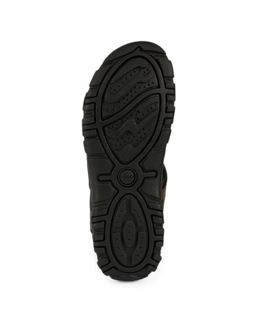 Geox Brown Strada Perforated Touch-Strap Sandals for men
