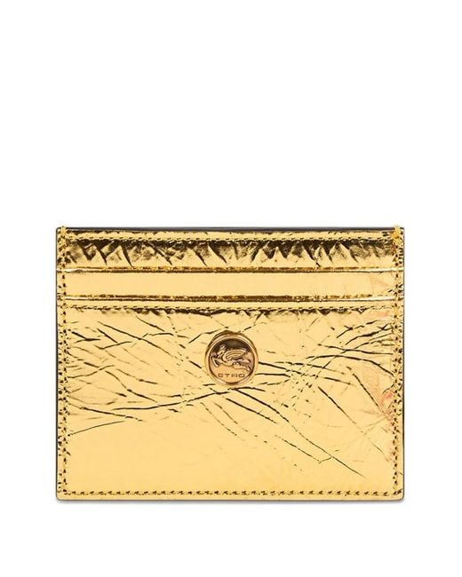 Etro Metallic Laminated Leather Card Holder