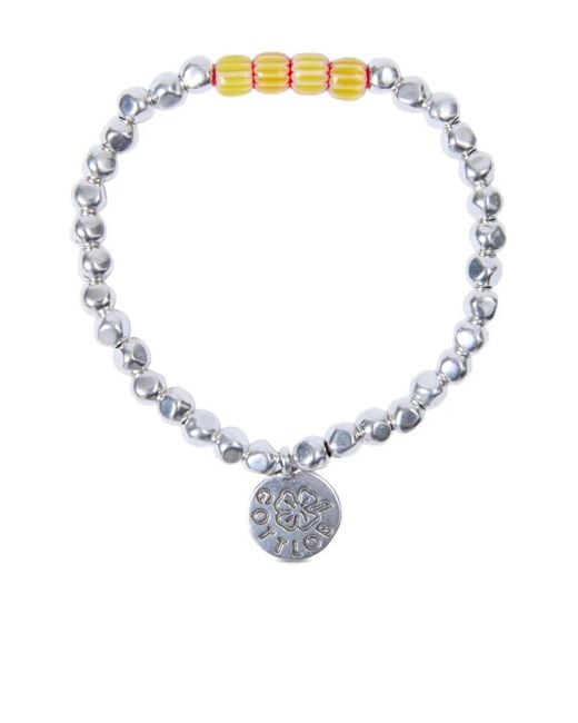 Gottlob White Elastic Beaded Bracelet for men