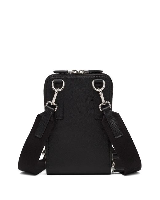 Prada Black Saffiano-Leather Phone Case for men