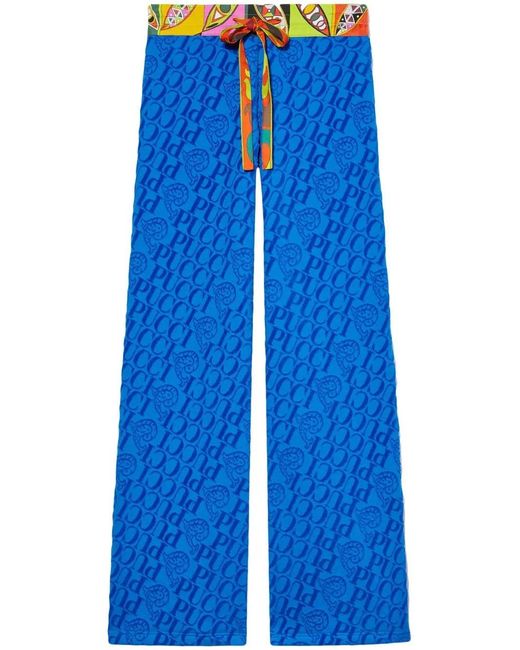 Emilio Pucci Blue Girandole-Print Track Pants
